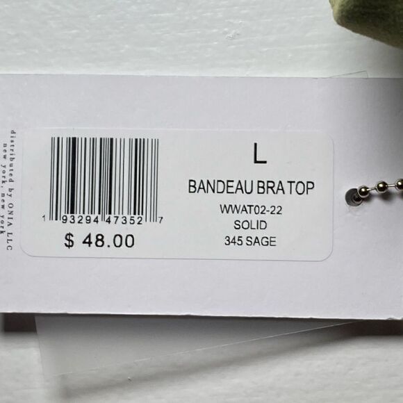NWT WEWOREWHAT Bandeau Bra Top Sage Green Women’s Size Large - Picture 5 of 5